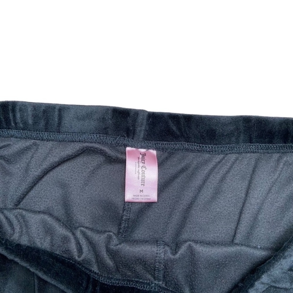 Juicy Couture Black Velour Lounge Set M Y2K Rhinestone Logo Tracksuit Cozy Glam - Picture 9 of 9